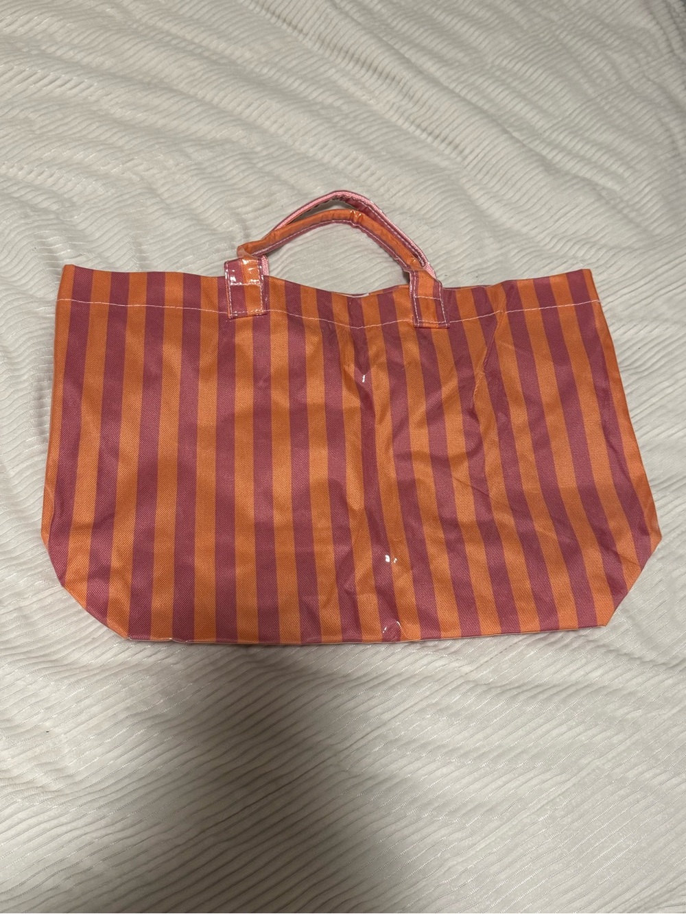 Striped Pink and Orange Tote Bag